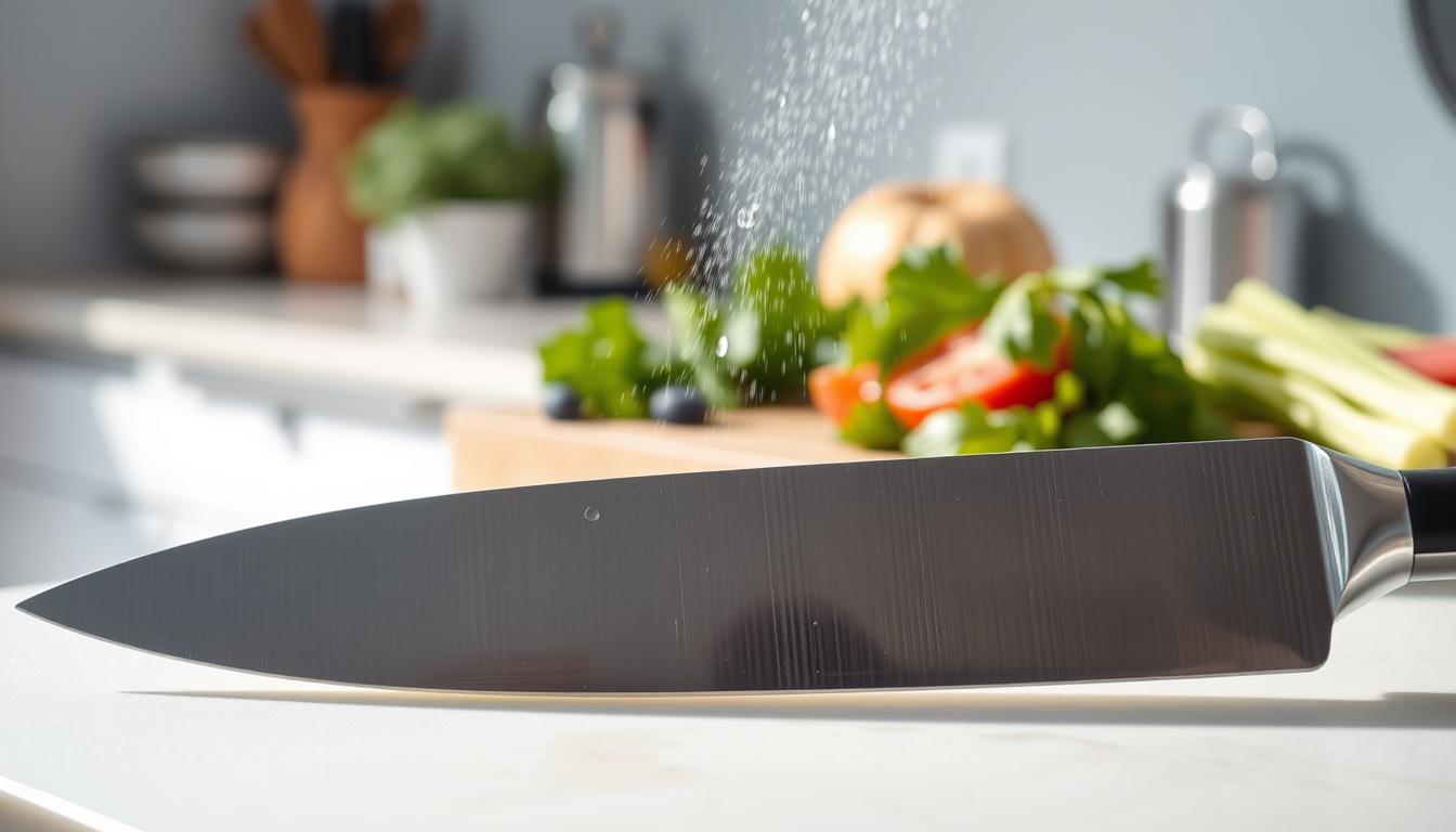 Knife blade disinfection