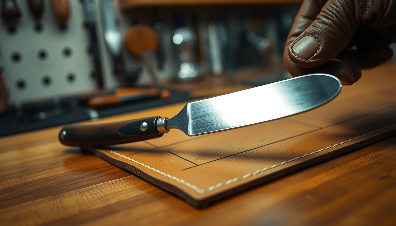 Leather strop sharpening